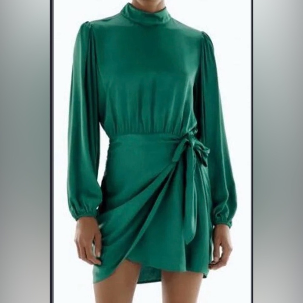 Zara mockneck satin dress